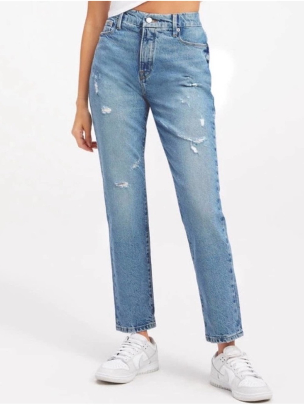 Good American Good Classic High Rise Distressed Jeans